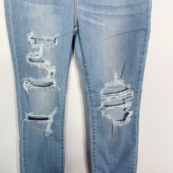 New Cello Size 11 Medium Wash Ripped High Rise Skinny Jeans Distressed Cotton - Picture 4 of 12